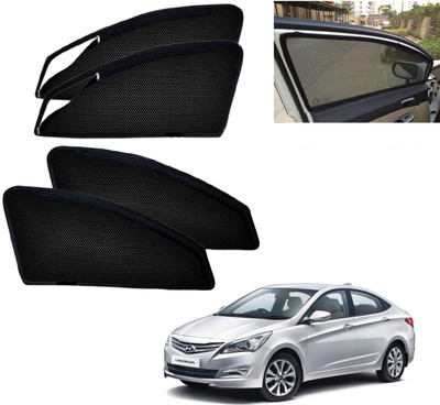 AuTO ADDiCT Side Window, Rear Window Sun Shade For Hyundai Verna Fluidic(Black)