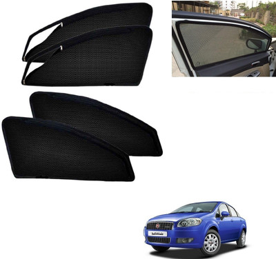 AuTO ADDiCT Side Window, Rear Window Sun Shade For Fiat(Black)