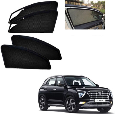 AuTO ADDiCT Side Window, Rear Window Sun Shade For Hyundai Creta(Black)