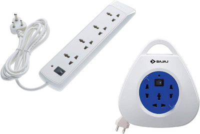 BAJAJ BAJAJ 4-WAY SPIKE AND SURGE GUARD + EXTENSION REEL POWER CORD 3 PIN AND 2 PIN EXTENSION PORTS 3 SOCKET EXTENSION BOARD 7 Socket Extension Boards