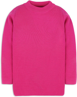 RVK Self Design Round Neck Casual Boys & Girls Pink Sweater