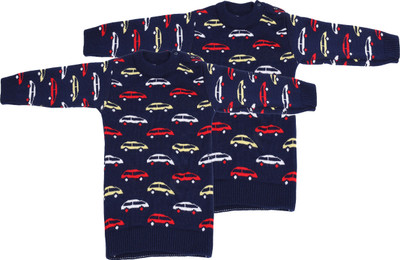 Trendy World Printed Round Neck Casual Baby Boys Multicolor Sweater