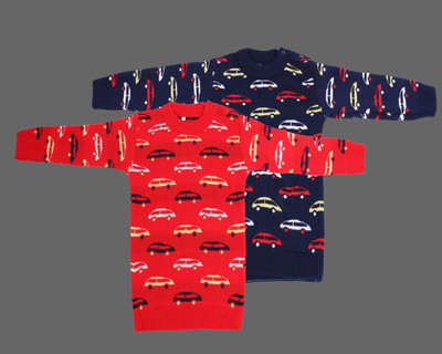 Fit N Fame Printed Round Neck Casual Baby Boys & Baby Girls Blue, Red Sweater