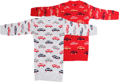 Trendy World Printed Round Neck Casual Baby Boys Multicolor Sweater