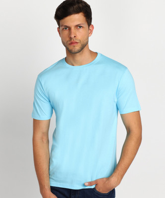 Granat INC Solid Men Round Neck Light Blue T-Shirt