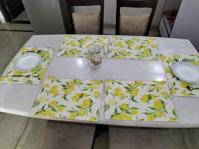 A CUBE LUXURY SOLUTIONS Rectangular Pack of 6 Table Placemat(Yellow, Cotton)