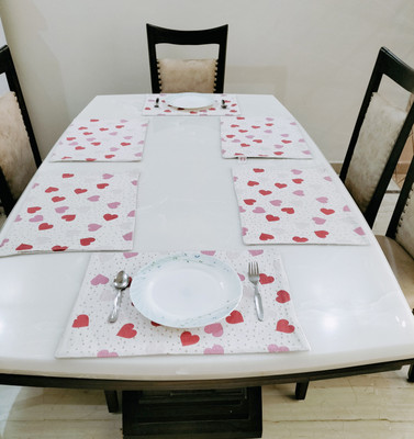 A CUBE LUXURY SOLUTIONS Rectangular Pack of 6 Table Placemat(Pink, Cotton)