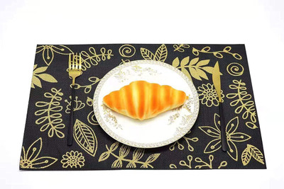 Gney Rectangular Pack of 12 Table Placemat(Black, Polyester, PVC)