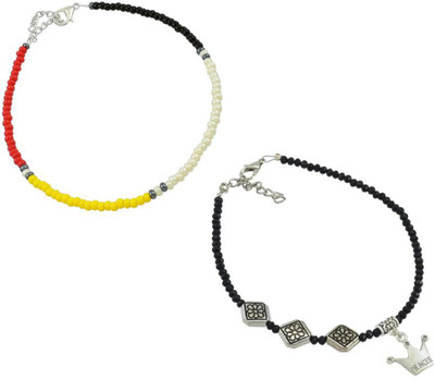 HIGH TRENDZ Combo pack of 2 Single Leg Beads Alloy Anklet(Pack of 2)