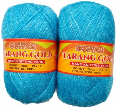 JEFFY Oswal Tarang Gold Knitting Wool Yarn, Soft Tarang Gold Feather Wool Ball Sky Blue 500 gm Best Used with Knitting Needles, Crochet NeedlesWool Yarn for Knitting. by Oswal Shade no-7