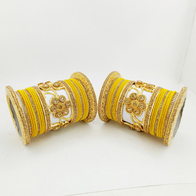 Royal Bangles Metal Crystal Bangle Set(Pack of 38)