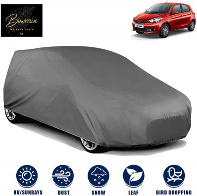 BOWRAIN Car Cover For Tata Tiago (Without Mirror Pockets)(Grey)