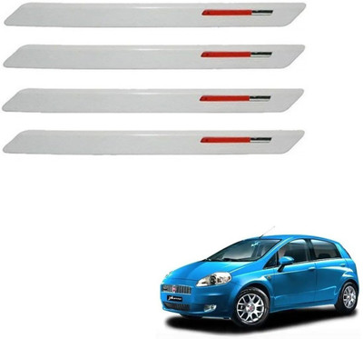 AuTO ADDiCT Stainless Steel, Plastic Car Bumper Guard(White, Red, Pack of 4, Fiat, Grand Punto)