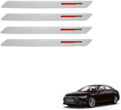AuTO ADDiCT Stainless Steel, Plastic Car Bumper Guard(White, Red, Pack of 4, Audi, A6)
