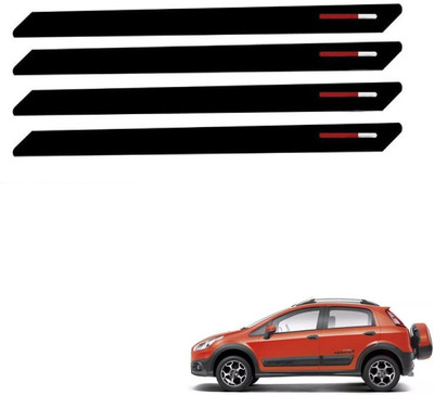 AuTO ADDiCT Stainless Steel, Plastic Car Bumper Guard(Black, Red, Pack of 4, Fiat, 500 Abarth)
