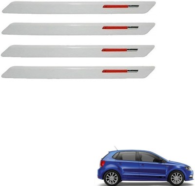 AuTO ADDiCT Stainless Steel, Plastic Car Bumper Guard(White, Red, Pack of 4, Volkswagen, Polo GT)