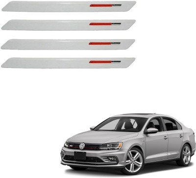 AuTO ADDiCT Stainless Steel, Plastic Car Bumper Guard(White, Red, Pack of 4, Volkswagen, Passat)