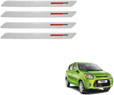AuTO ADDiCT Stainless Steel, Plastic Car Bumper Guard(White, Red, Pack of 4, Maruti, Alto 800)
