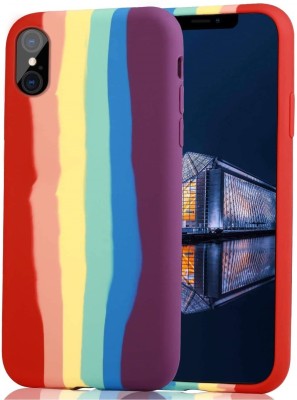ELEF Back Cover for Apple iPhone Xs Max Ultra Slim Anti-Slip Liquid Soft Silicone Flexible Rainbow Pattern Case(Red, Grip Case, Silicon, Pack of: 1)