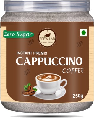 Brew Lab instant Cappuccino Coffee Premix with Zero Sugar| 3 Steps Preparations- No Equipment 250g Instant Coffee(250 g)