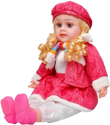 Kp Enterprise Diva Big Large Blinking Eye Musical and Singing Poem Girl Big Size Doll. Fashion Realistic Cute Open & Close Eye Doll Set | Attractive Musical Baby Doll Play Set for Kids (60 cm Length)(Pink)