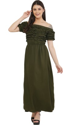 MEETNEX Women Gown Dark Green Dress