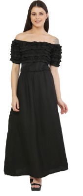 MEETNEX Women Gown Black Dress