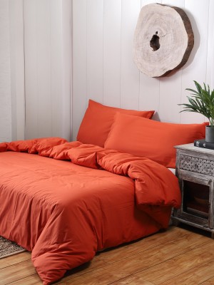 Ravaiyaa - Attitude Is Everything 250 TC Cotton Single Solid Flat Bedsheet(Pack of 1, Burnt Orange)