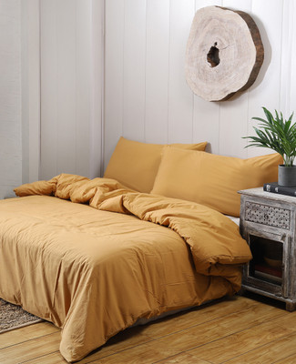 Ravaiyaa - Attitude Is Everything 250 TC Cotton Single Solid Flat Bedsheet(Pack of 1, Beige)