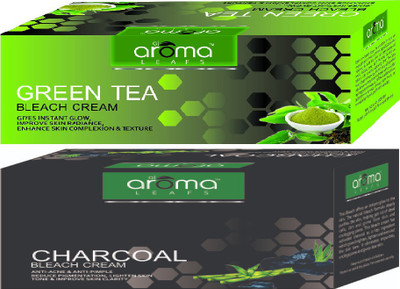 AlAroma Leafs CHARCOAL BLEACH CREAM 325 GM WITH GREEN TEA BLEACH CREAM 300GM(625 g)