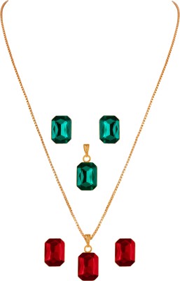 JFL - Jewellery for Less Brass Gold-plated Green, Black Jewellery Set(Pack of 1)