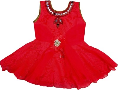 Lilions Baby Girls Midi/Knee Length Party Dress(Red, Sleeveless)