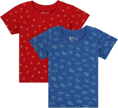 Bodycare Kids Boys Printed Pure Cotton T Shirt(Red, Pack of 2)