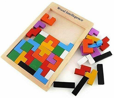 NTZ Wooden Puzzles Brain Teasers Toy Colorful Jigsaw Game Wood 40 Pcs (1 Pieces)(Multicolor)