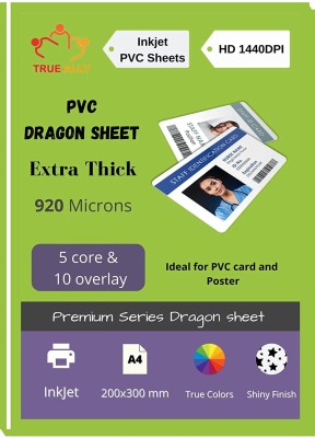 True-Ally PVC Premium Extra thick Lamination Dragon Sheet A4 Size 920 Micron for PVC Aadhar , Photos, ID card (Set of 5 Cores and 10 Overlays) Unruled A4 920 gsm Inkjet Paper(Set of 1, White)