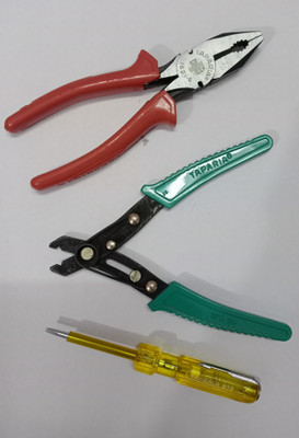 TAPARIA WS-06 Wire Stripper, 813 Line Tester, 1621-6 Lineman Plier(Length : 6.496 inch)