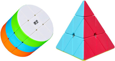 Authfort Pyramid Triangle & Cloud Series 3x3x3 Cylinder Stickerless Cube(2 Pieces)