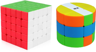 Authfort Cylinder Barrel High Speed & 5x5 Stickerless Speed Cube set(2 Pieces)