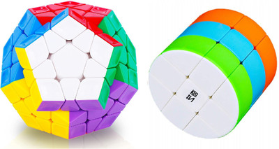 Authfort Megaminx Sculpted & 3x3 Cylinder Speed Cube(2 Pieces)