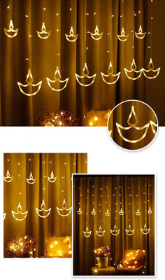 spark world 140 LEDs 5.08 m Yellow Flickering Diya Rice Lights(Pack of 1)