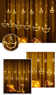 EASE LITE 140 LEDs 5.08 m Gold Flickering Diya Rice Lights(Pack of 1)