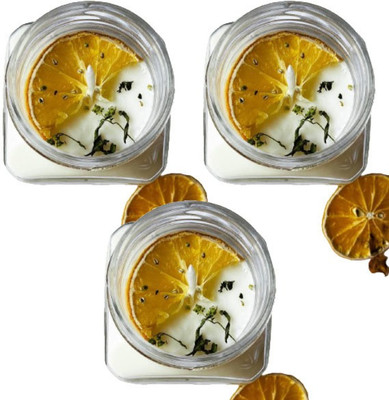 NESTED CURATIONS LEMON-LIME SOY WAX CANDLE JAR Scented Candle ( pack of 3 ) - Made in India Candle(Yellow, Pack of 1)