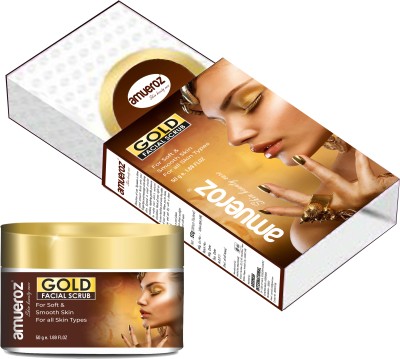 Amueroz Gold Facial Scrub | Tan Removal, Unclogs the Pore & Remove dead skin cell | Refreshing, Deeply cleanses the skin, removes dirt particles, excess oil from the surface Scrub(50 g)