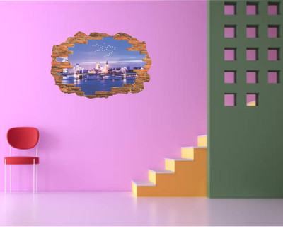Varadvinayak 60 cm Amazing scene in magical wall hole Self Adhesive Sticker(Pack of 1)