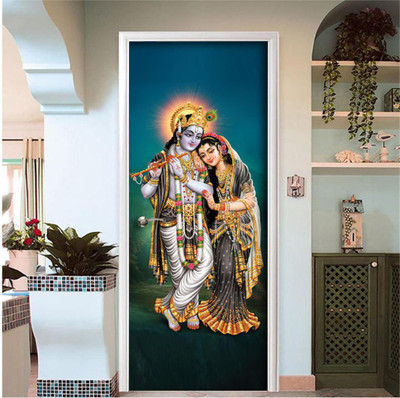 Creative Print Solution 76.2 cm Radha krishna door wallpaper Self Adhesive Sticker(Pack of 1)