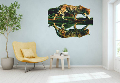 Varadvinayak 59 cm Marvelous leopard on wall Self Adhesive Sticker(Pack of 1)