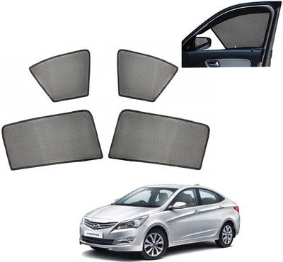 AuTO ADDiCT Side Window, Rear Window Sun Shade For Hyundai Verna Fluidic(Black)