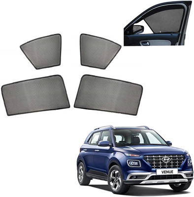 AuTO ADDiCT Side Window, Rear Window Sun Shade For Hyundai Venue(Black)