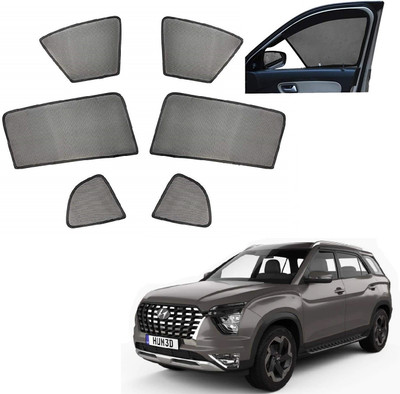 AuTO ADDiCT Side Window, Rear Window Sun Shade For Hyundai Alcazar(Black)