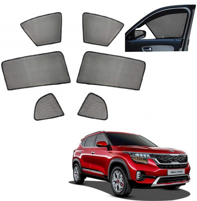 AuTO ADDiCT Side Window, Rear Window Sun Shade For Kia Seltos(Black)